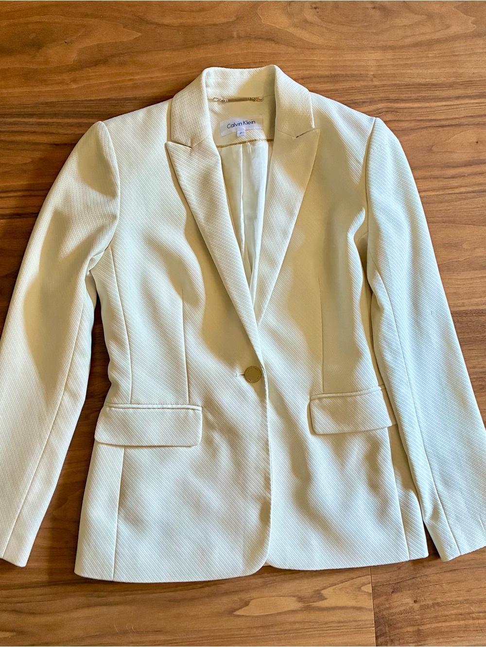Calvin Klein Ivory Single-Button Tailored Blazer